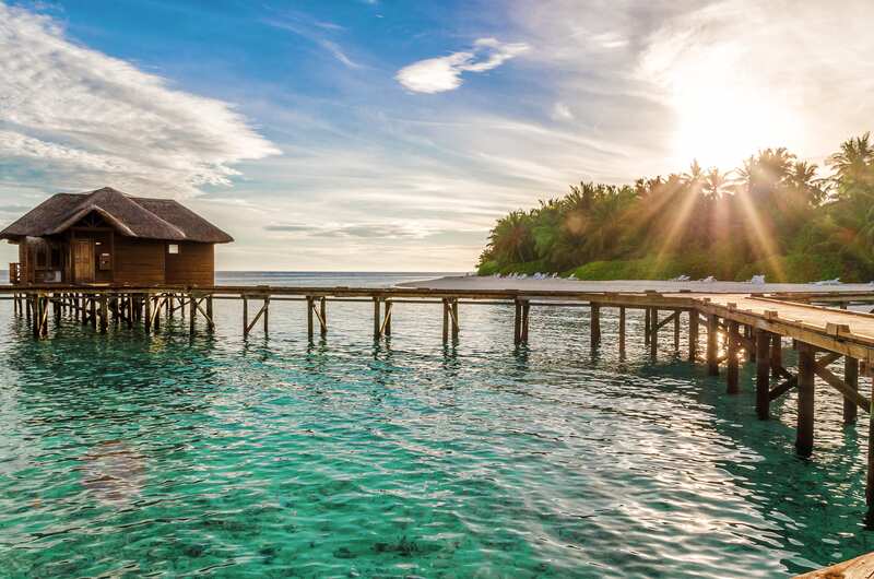 Pier leading to overwater bungalow